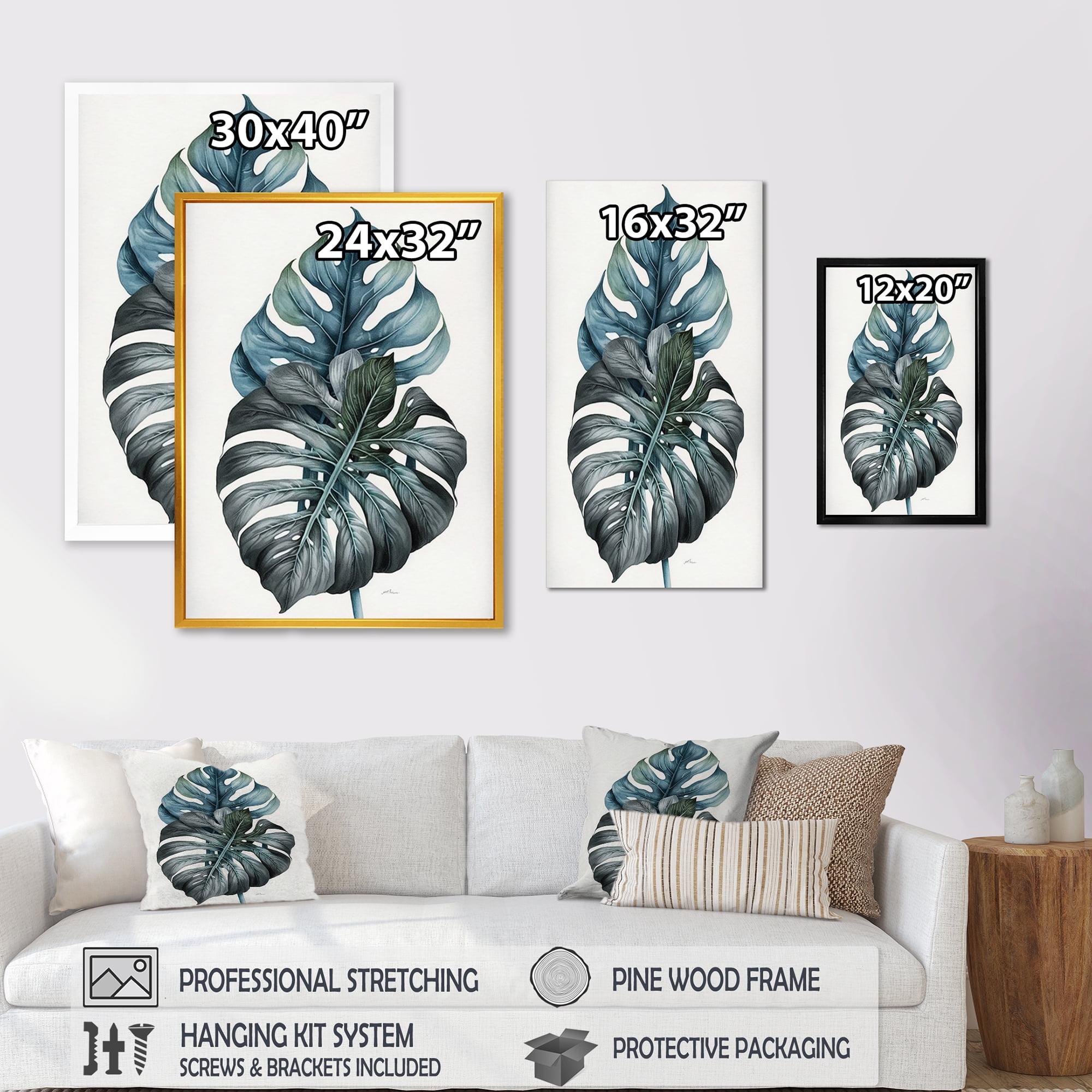 Designart Philodendron Leaf I Canvas Wall Art