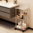 thumbnail image 2 of ToppiJoy 3-Tier Rolling Makeup Organizer Cart, Acrylic Bathroom Storage with Wheels Brakes for Vanity, Bedroom Clear, 2 of 10