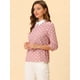 thumbnail image 3 of Disfraz de Halloween para mujer blusa Allegra K lunares contraste cuello Peter Pan 3/4 mangas Rosa oscuro L, 3 of 5