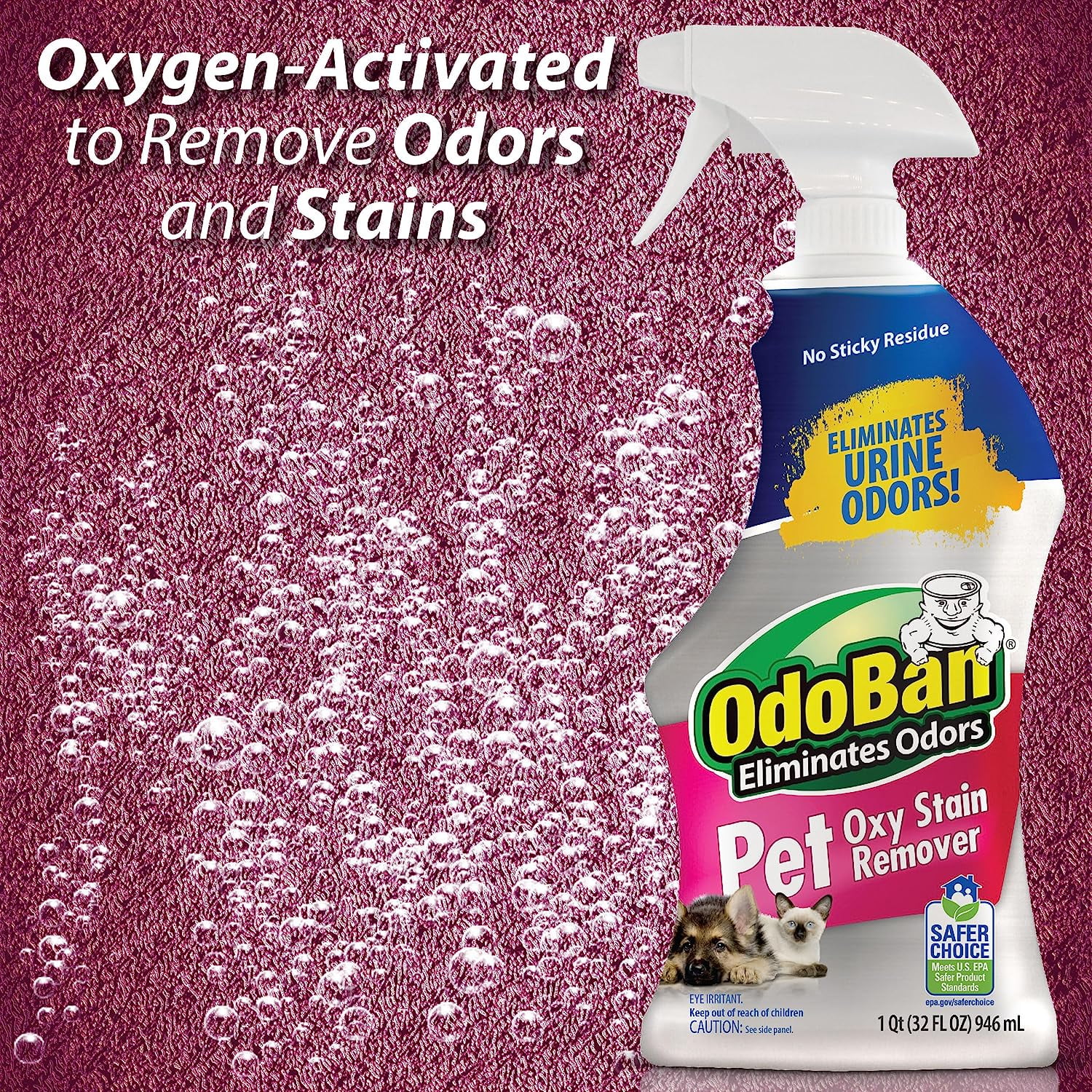 OdoBan Pet Solutions Oxy Stain Remover, 4-Pack, 32 Ounce Spray Each