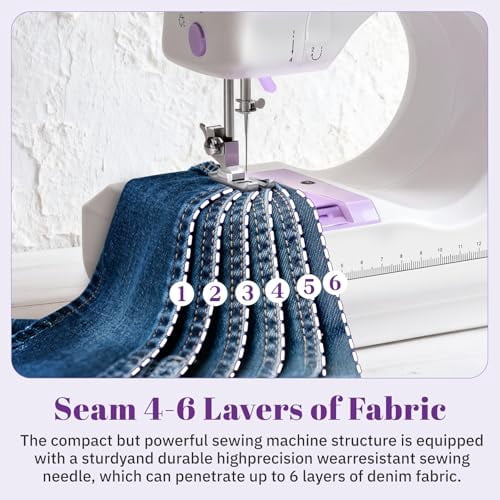 Beginner Sewing Machine,12 Built-in Stitches with Foot Pedal,2-Speed Control,Portable Mini Sewing Machine for Home Travel Use & Sewing Enthusiasts (purple)