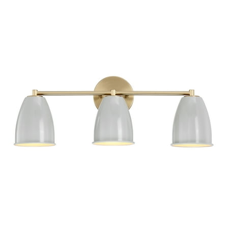 Open Box Designers Fountain Biba 24 inch 3-Light Brushed Gold Modern Bathroom Vanity Light Fixture with Grey Sky Metal Shades, D287M-3B-BG