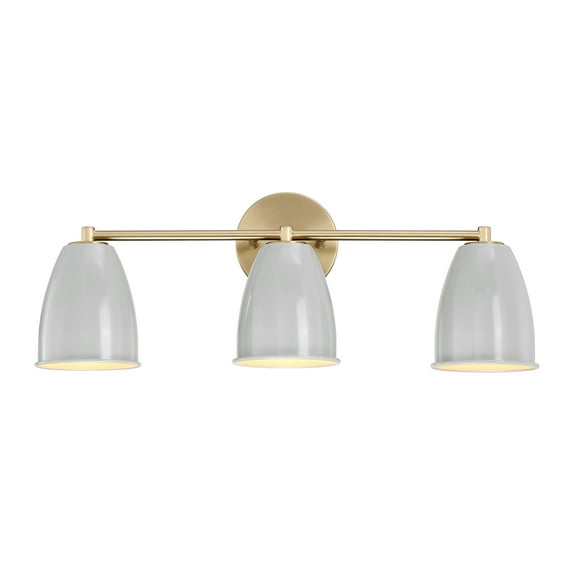 Designers Fountain Biba 24 inch 3-Light Brushed Gold Modern Bathroom Vanity Light Fixture with Grey Sky Metal Shades, D287M-3B-BG