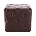 thumbnail image 4 of 7th Haven Inc. WOVENBYRD 19" Square Pintucked Ottoman Light Brown Faux Leather, 4 of 5