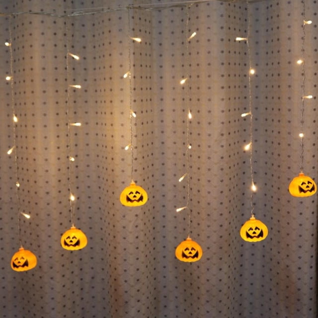 Cadena De Cortina Led De Luz De Calabaza De Halloween Luz De Fantasma De Halloween 3D Para Decoración De Fiesta De Halloween Methold HA039817-01