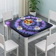 thumbnail image 3 of Blue Purple Tie Dye Pattern Square Fitted Tablecloth with Elastic Edge,Square Table Cover,Washable Elastic Table Cover for Home Kitchen Party Decor 34"x34", 3 of 6