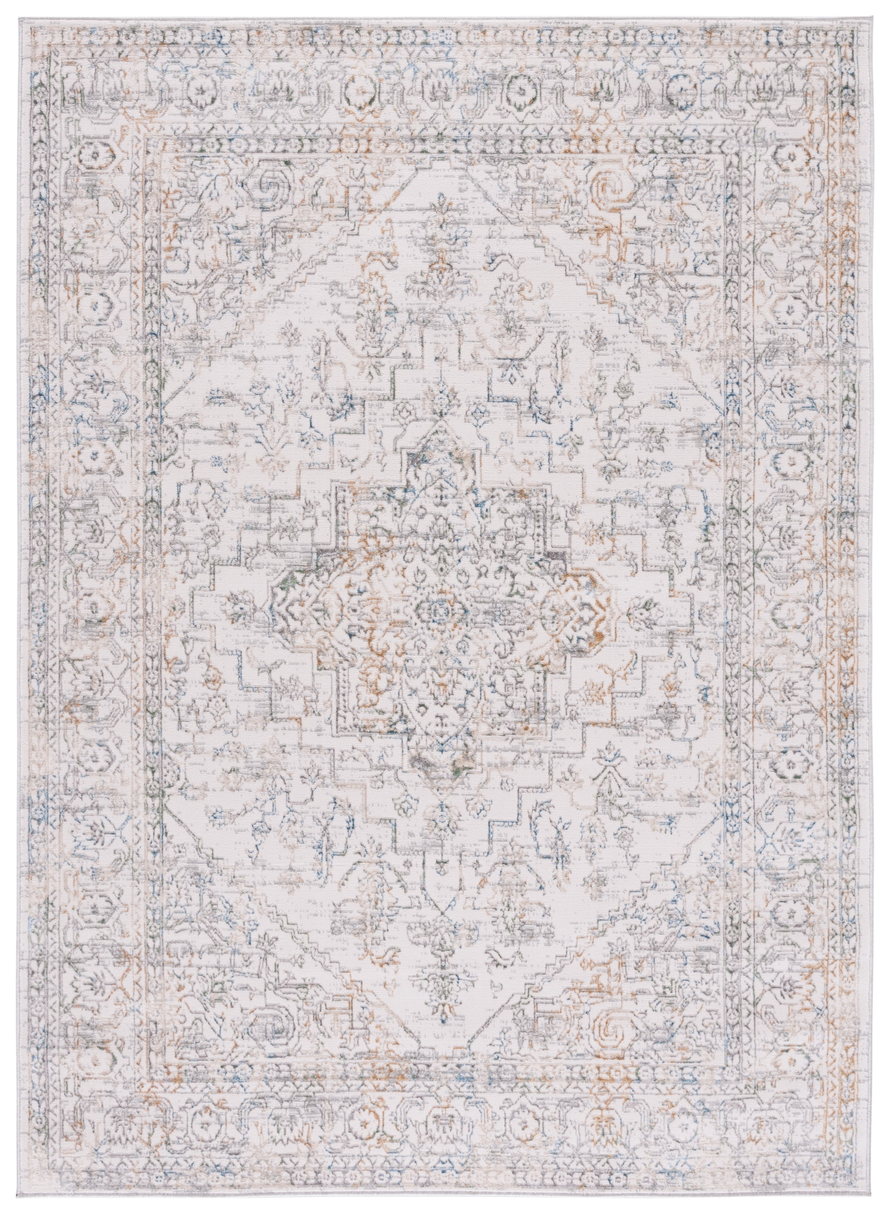 SAFAVIEH Bel Air Ezra Oriental Polyester Area Rug, Ivory/Gray, 8' x 10'