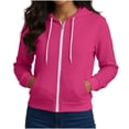 thumbnail image 2 of Loose Hoodies for WomenZaewscy Women's Casual Loose Color Pocket Long-sleeved Zipper Hooded Sweater Jacket Top Hot Pink M, 2 of 8