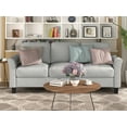 thumbnail image 3 of Modern Sectional Sofa Linen Fabric Couch with Armrest 3-seat Sofas for Living Room Office 67 inch Wide Sofa Living Room Sofa, 3 of 7