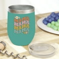 thumbnail image 2 of Mama with Cute Flowers & Butterfly, Motherhood or Mother's Day Themed, Groovy Retro Wavy Text Merch Gift, Mint 12oz Wine Tumbler, 2 of 5