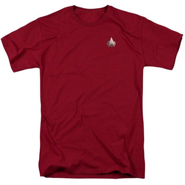 Star Trek-Tng Emblème de Commande - Manches Courtes Adulte 18-1 Tee - Cardinal & 44; Petit
