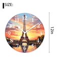 thumbnail image 2 of 12 Inch Wall Clock Battery Operated Silent Clock Decorative for Office, Kitchen, Outdoor, Living Room，Eiffel Tower Landmark Sunrise with Clouds on Horizon Park Sun Elegant, 2 of 4