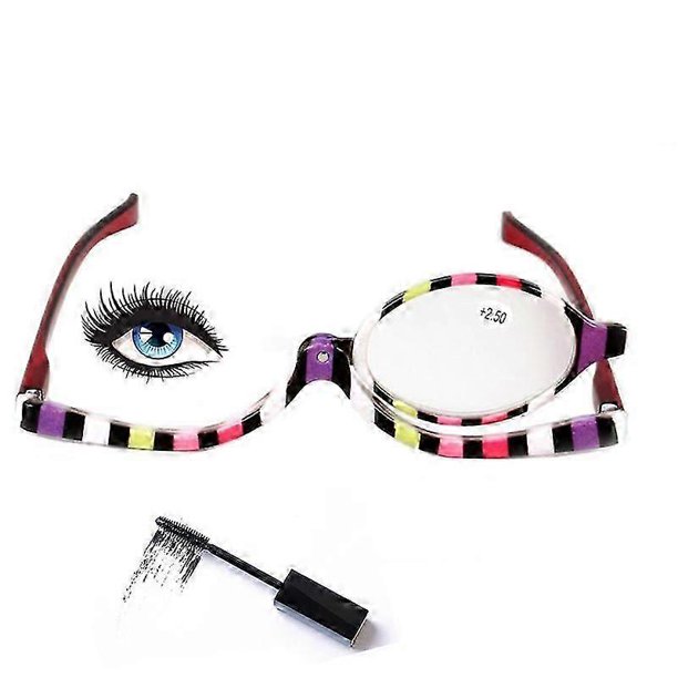2 Pack Magnifying Makeup Glasses Eye Make Up Spectacles Flip Down Lens Folding Cosmetic Womens Reading Glasses +2.50