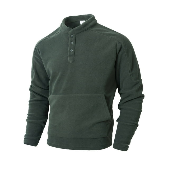 LIaqionyy Mens Thermal Shirt Collared Button Fleece Pullover Winter Fall Warm Outerwear with Pocket