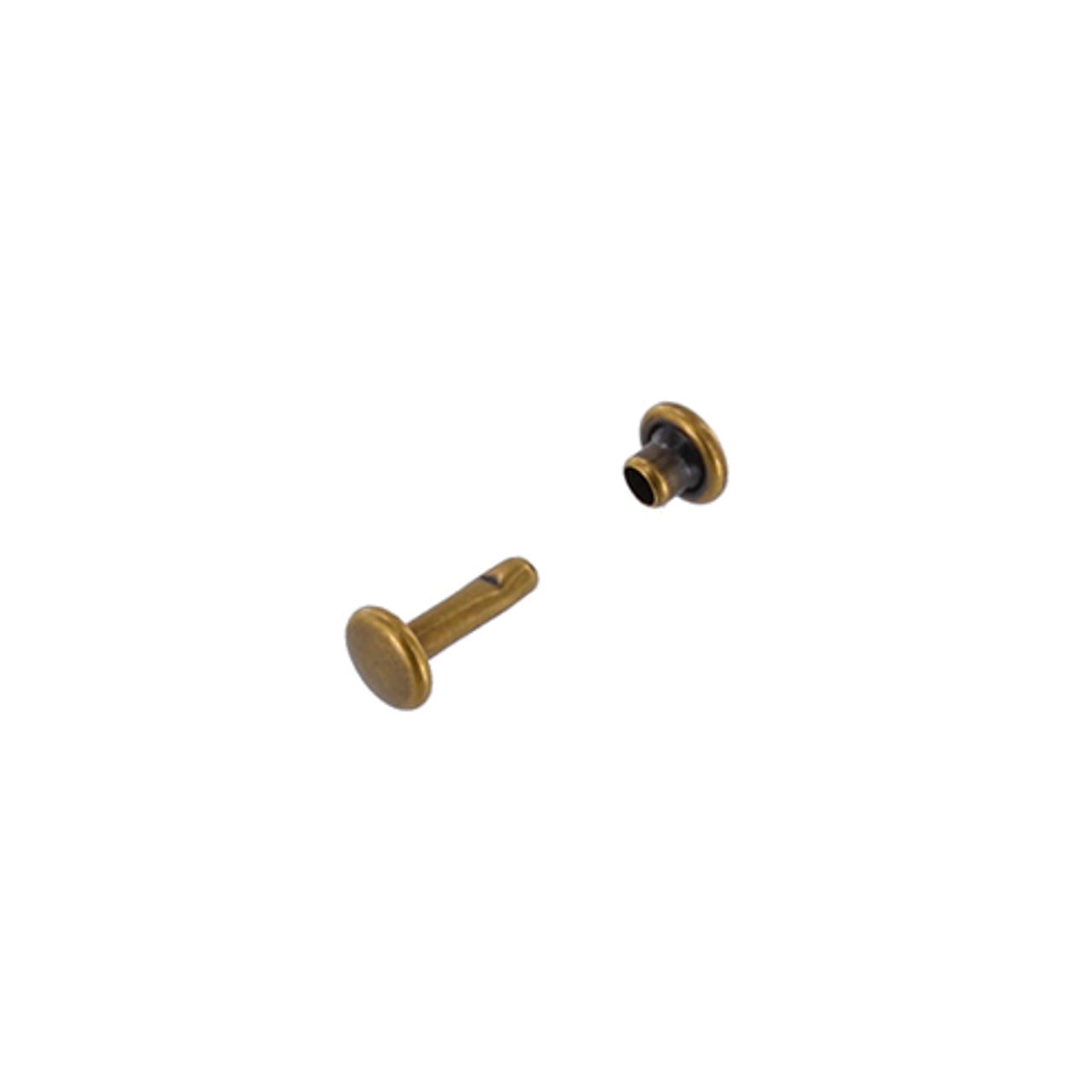 Double Cap Rivet, Antique Brass, Solid Brass-LL (100 sets per bag), Multiple Sizes