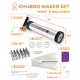 thumbnail image 2 of Churro Maker Kit with Booster-powered Handle. 304 Stainless Steel. Churrera and Piping Bag XL Churros Filler. Easy QR-Recipe - KneadEat Churro press., 2 of 6