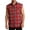 Red-03, variant on Men's Sleeveless Plaid Vest Shirt, Frayed Cut Edges Button Down Chest Pocket, Streetwear & Casual Wear