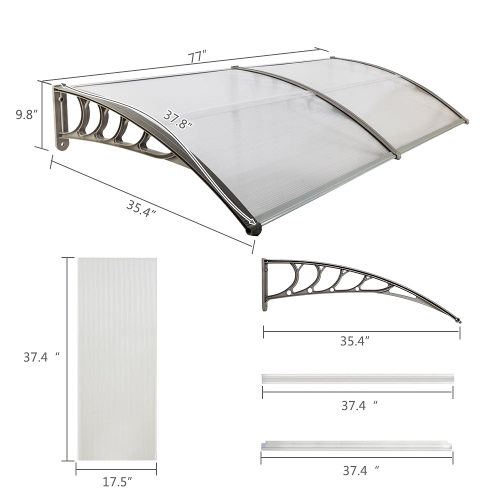 Kadyn 77"x 38" Household Awning, Door Awning for Front Outdoor, Outdoor Awning for home windows and doors, Gray