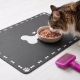 thumbnail image 4 of Pet Feeding Mat, 23.6inX15.7in Waterproof Quick-Dry Dog Cat Bowl Mat with Bone & Paw Print, Non-Slip, Black, 4 of 6