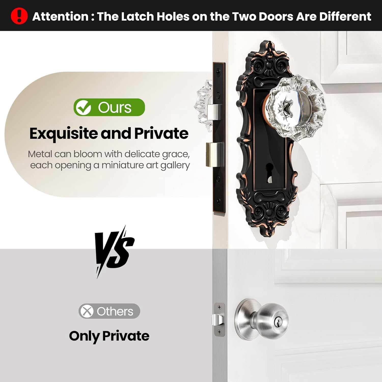 Antique Door Knobs Interior Mortise Lock Oil Rubbed Bronze Door Knob Crystal Glass Door Handle Vintage Skeleton Key Door Locks for Bedrooms Bathroom