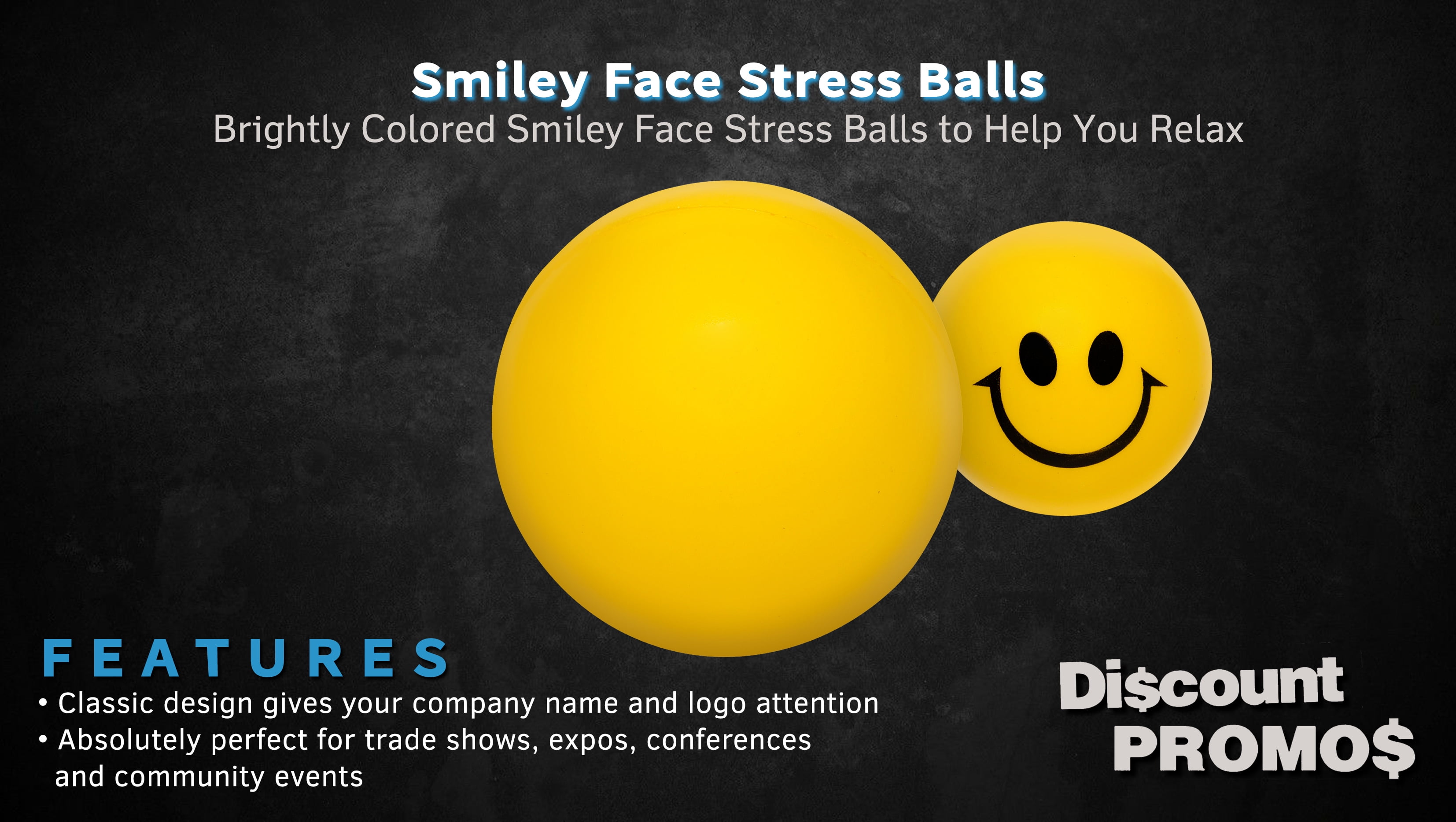10 Smiley Face Stress Balls Pack - PU Foam, Squeezable, Soft - Yellow