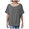 thumbnail image 3 of Women's Oversized T Shirt with Batwing Sleeves Short Sleeve Tops, 3 of 4