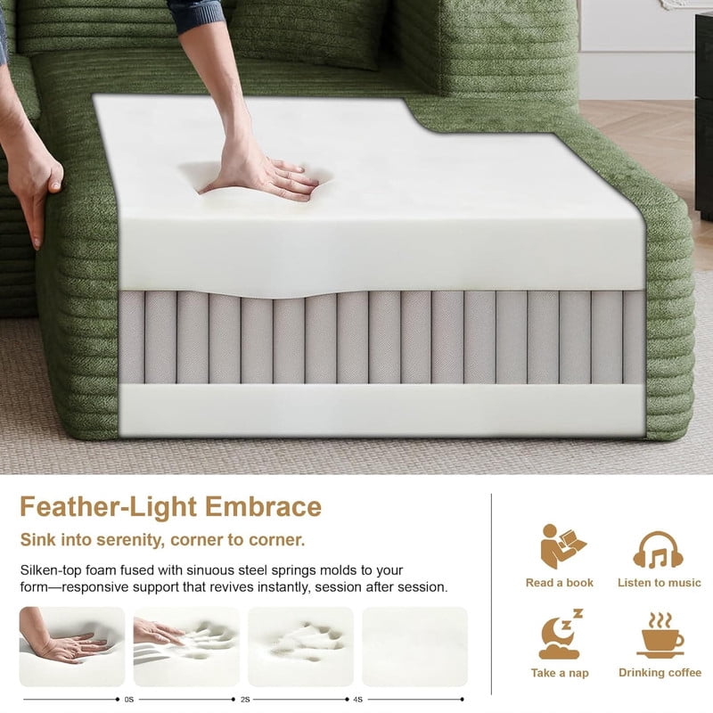 94'' L-Shaped Sectional Sofa with Chaise, Modern Modular Sofa with Deep Seat, Cloud Sofa Couch for Living Room,Right Facing Chaise