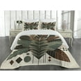 thumbnail image 2 of Ambesonne Monstera Quilted Coverlet 3 Pcs, Boho Abstract Tropical Art, King Size, Evergreen Sage Green Fawn, 2 of 4