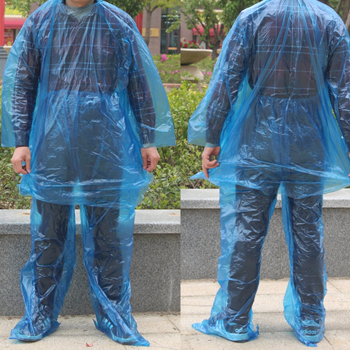 WASHWEPE Portable Windproof Rain Suits Plastic Unisex for Theme Parks Water Rides 1 Set
