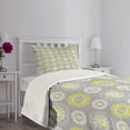 thumbnail image 5 of Ambesonne Pale Grey Quilted Bedspread Set 2 Pcs, Flowers Swirls, Twin Size, Mustard Yellow and White, 5 of 6