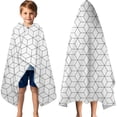 thumbnail image 3 of Black White Checkerboard Checkered Pattern Hooded Bath Towel，60"x35" for Ages 3 To 12 Kids, Quick Dry Lightweight Soft Microfiber Hood Beach Towel Cover Up for Kids, 3 of 7