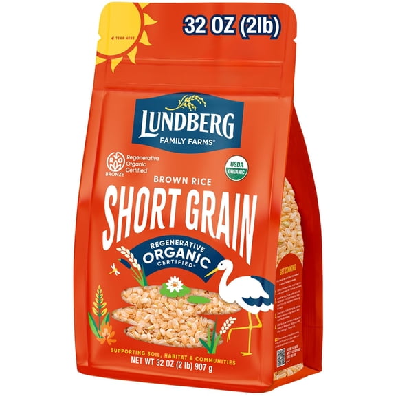 Lundberg Short Grain Brown Rice, Whole Grain Sticky Rice, 32 oz