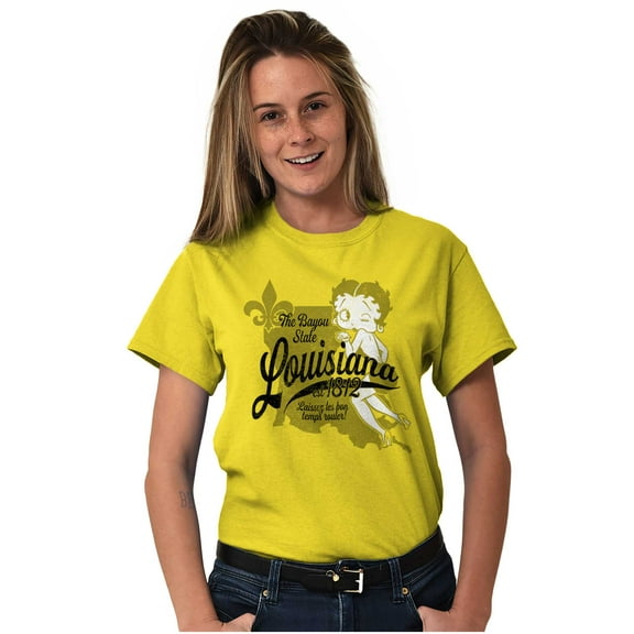 Louisiana LA State Pride Betty Boop Women's Graphic T Shirt Tees Brisco Brands S