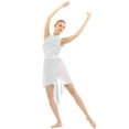 thumbnail image 2 of TiaoBug Women's Shiny Sequins Lyrical Dance Dress Halter Neck Sleeveless Leotard Ballet Dance Dress White X-Large, 2 of 7
