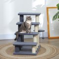 thumbnail image 5 of 4 Levels Cat Steps, Pet Stairs Carpeted Ladder, Kitten Tree Climber with Scratching Posts, Hanging Play Ball, Side Step, for High Bed, Sofa, Gray, 5 of 8