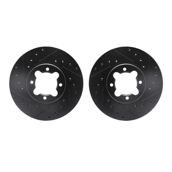 Dynamic Friction Company Front Brake Rotors-Drilled and Slotted-Black 8002-76037