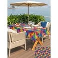 thumbnail image 4 of Outdoor Tablecloth with Umbrella Hole and Zipper, Colorful Geometric Rectangle Table Cloth 60x102 Inch Waterproof Tablecloth, Modern Multicolor Abstract Motifs Picnic Table Cover for Patio Camping, 4 of 7