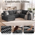 thumbnail image 3 of YOKWOK 107.8 Inch Convertible Sectional Sofa for Living Room, Large L-Shaped 7 Seat Plush Ribbed Fabric Sofa with Pull Out Couch Bed, 3-In-1 Sleeper Sofa Bed with Hidden Storage Space, Dark Grey, 3 of 9