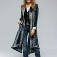 thumbnail image 2 of Hinvhai Women's Velvet Open Front Long Trench Coat Elegant Back High Slit Blazer Suit Jacket with Pockets Gray L(L), 2 of 8
