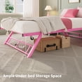 thumbnail image 4 of Daybed Stand Up Trundle Bed Frame, Pop Up Metal Slats Support, Lockable Casters, Space-Saving Pull-Out Guest Bed, No Box Spring Needed,Pink, 4 of 4