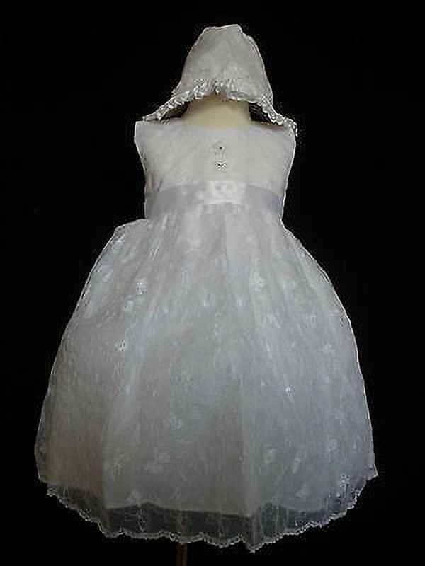 NEW INFANT GIRL & TODDLER CHRISTENING BAPTISM FORMAL DRESS, CAPE, HAT 18-30 M