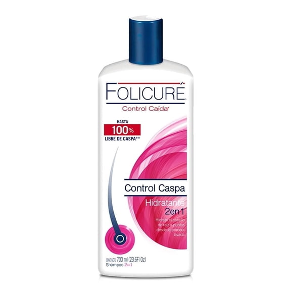 Shampoo Folicuré Control Caspa hidratación 2 en 1, 700 ml