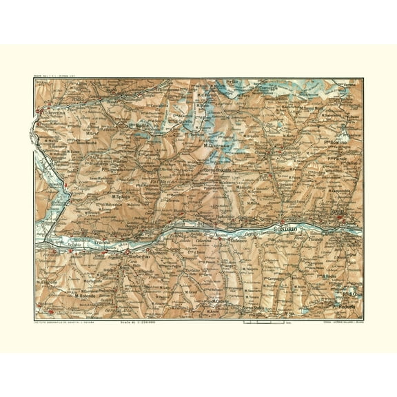 Historic Map - Sondrio Province Italy - Bertarelli 1914 - Vintage Wall Art