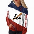 thumbnail image 4 of Godom Womens Baseball Hoodie Baseball Sweatshirts Long Sleeve Tops Lightweight Hoodie, 4 of 5