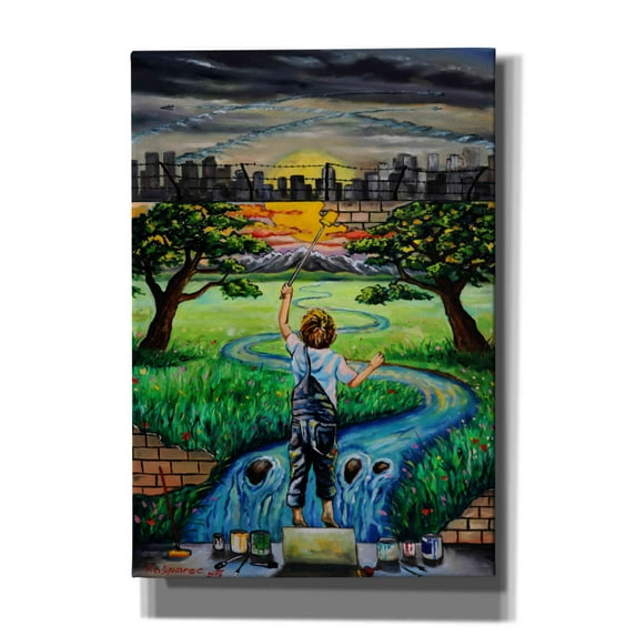 Epic Graffiti 'Boy And The Wall' by Jan Kasparec, Canvas Wall Art, 18"x26"
