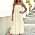 thumbnail image 6 of Horkkom Spaghetti Strap Dresses for Women V Neck Short Sleeve Solid Color Maxi Dresses Pleated Loose Casual Dresses, S-2XL, 6 of 6