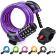 thumbnail image 1 of Bicycle Lock, Bicycle Chain Locks with 5 Digit Codes Resettable Combination Bicycle Cable Lock for Bicycle, Motorcycle, Door, Pushchair, BBQ, Luggage(Purple), 1 of 6