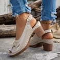 thumbnail image 5 of Xijirk Women Fashion Sandals Heel Toe On Casual Comfortable Beach Walking Vacation Outfit Women Sandals for Spring Summer and Travel,Beige,8.5, 5 of 9