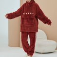 thumbnail image 4 of SWSMCLT Women's 2 Piece Pajama Set Soft Long Sleeve Warm Fleece Lounge Trendy Pj Set Winter Fuzzy Flannel Red X-Large-XX-Large, 4 of 4