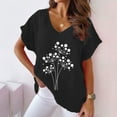 thumbnail image 2 of Busydd Womens Summer Tops V Neck Cotton Linen Shirts Casual Short Sleeve Blouses Fashion Floral Print Tee Tops Loose Fit Comfortable T Shirts Stylish Flowy Dressy Going Out Tops, 2 of 4